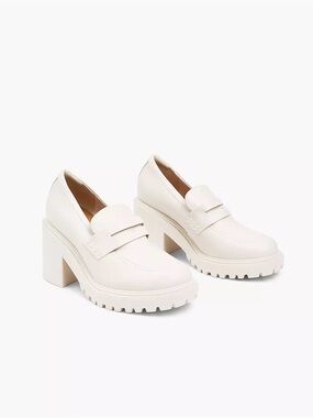 Lane Bryant White Chunky Lug Penny Loafer Heels 11W
